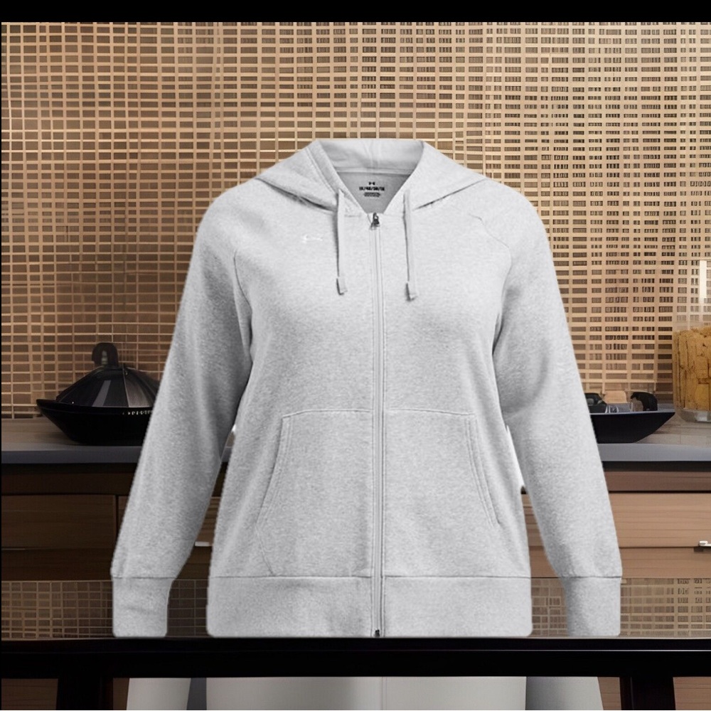 Under Armour UA Athletic Hooded Heather Gray Zip Up Fleece Lining Women’s Jacket